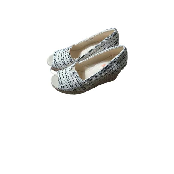 Toms Michelle Peep Toe Wedge Sandal Espadrilles Shoe Women's Size 11 - Picture 1 of 6
